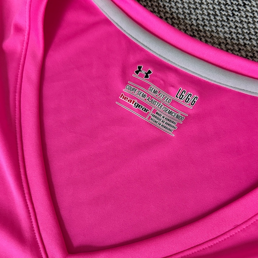 Under Armour Women's Bright Pink Short Sleeve Tee, Large - Picture 3 of 7